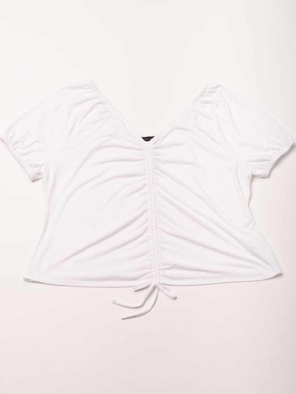 NWT Lane Bryant White Ruched Drawstring V-Neck Top Plus Size 22 / 24 Clean Girl